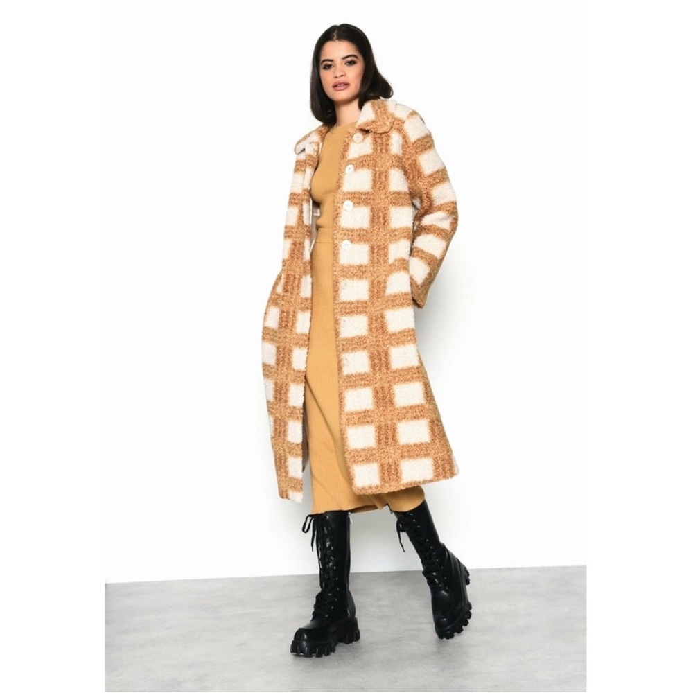 Ban.do Glamorous Camel Check Teddy Coat